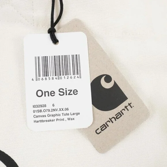 CARHARTT WORK IN PROGRESS Canvas Graphic "Harttbreaker" Large White Tote NWD - Picture 6 of 9